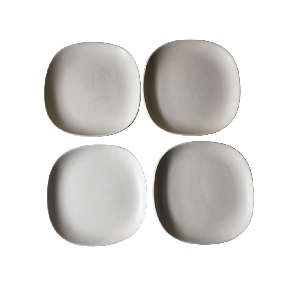 CRATE & BARREL Off White "Parallel" 7.5" Salad Dessert Plates - set of 4 - Picture 1 of 8